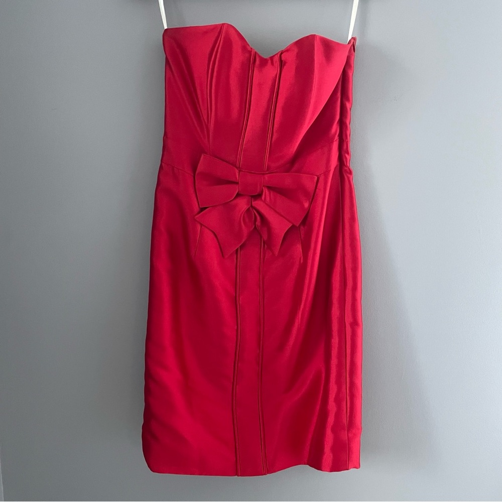 Kirribilla Strapless Red Silk Holiday Party Dress - size 4